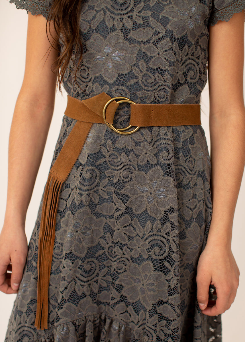 Sara Leather Belt in Nutmeg-My Prom Time