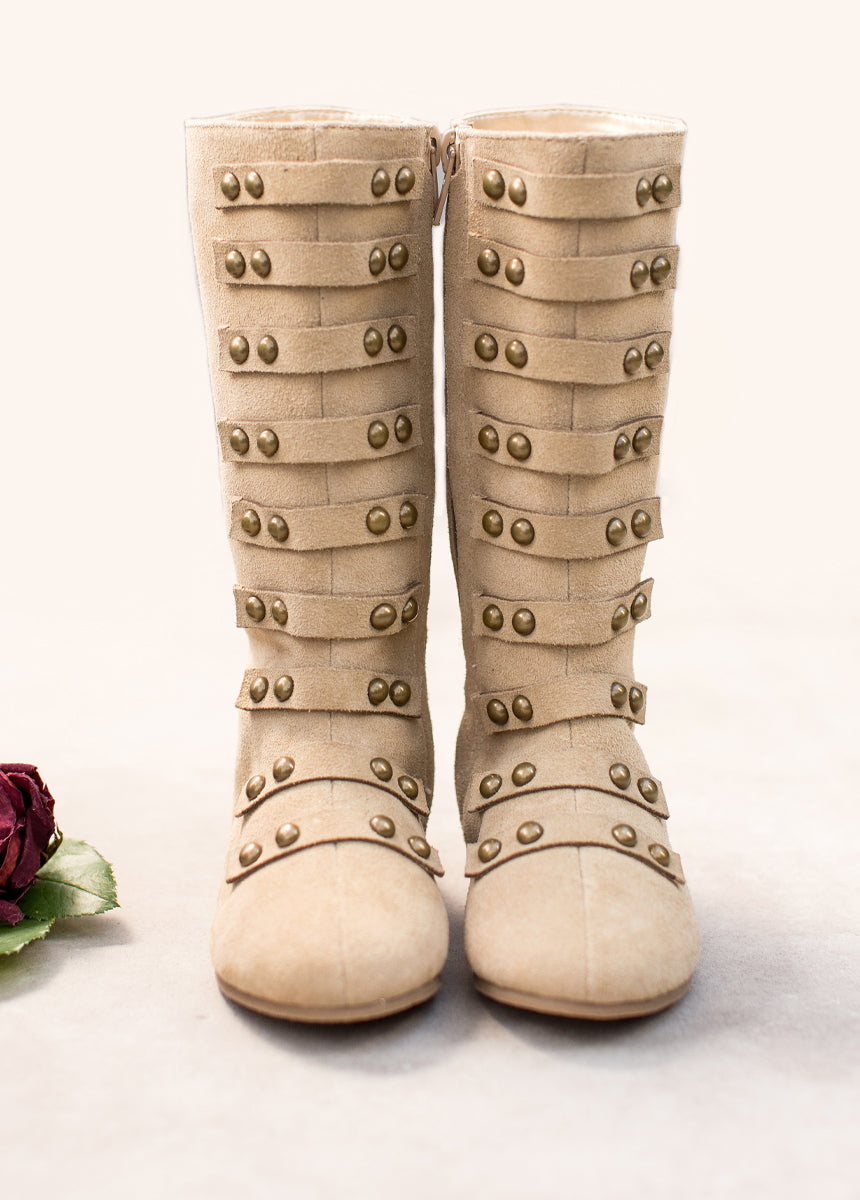 Freya Leather Boot in Tan Suede-My Prom Time