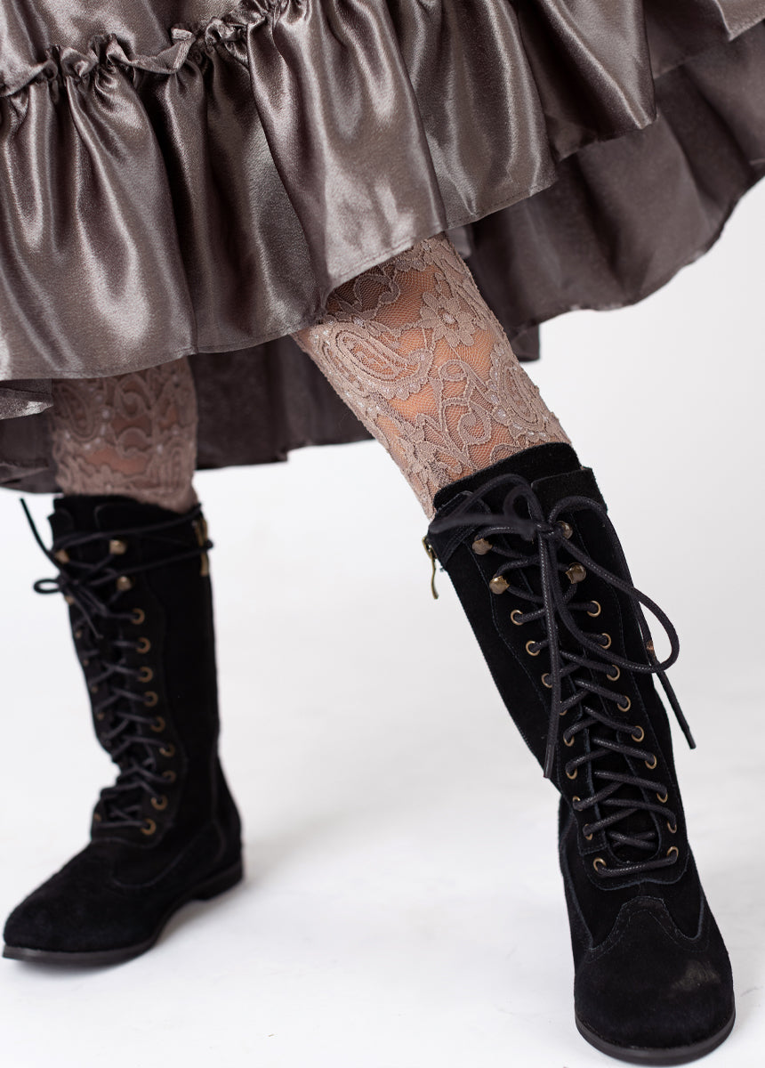 Elea Lace Leggings in Taupe-My Prom Time