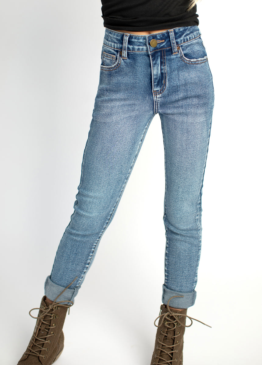 Avery Dark Distressed Skinnies in Indigo-My Prom Time