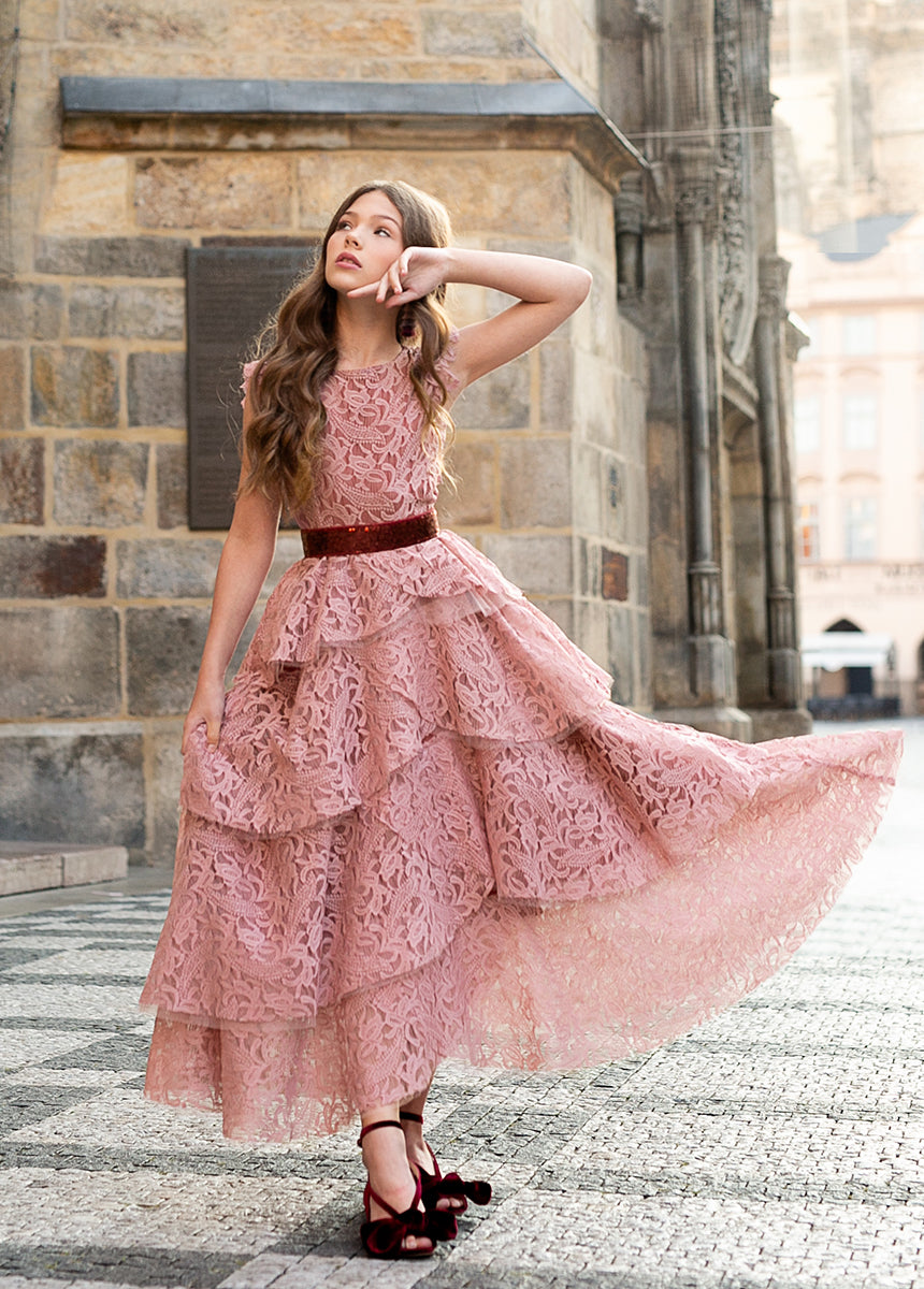 Molly Sequin Belt in Burgundy-My Prom Time