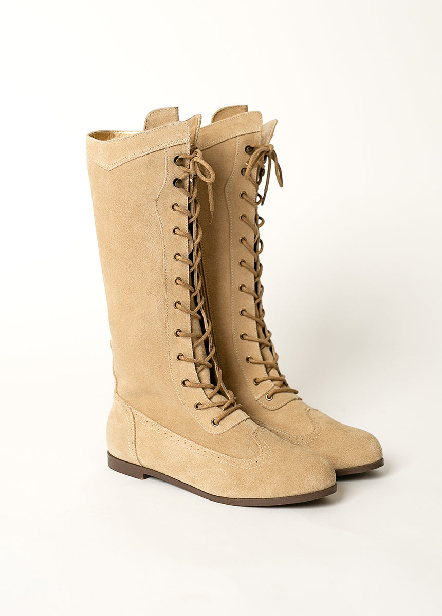 Aelin Leather Boot in Distressed Tan-My Prom Time