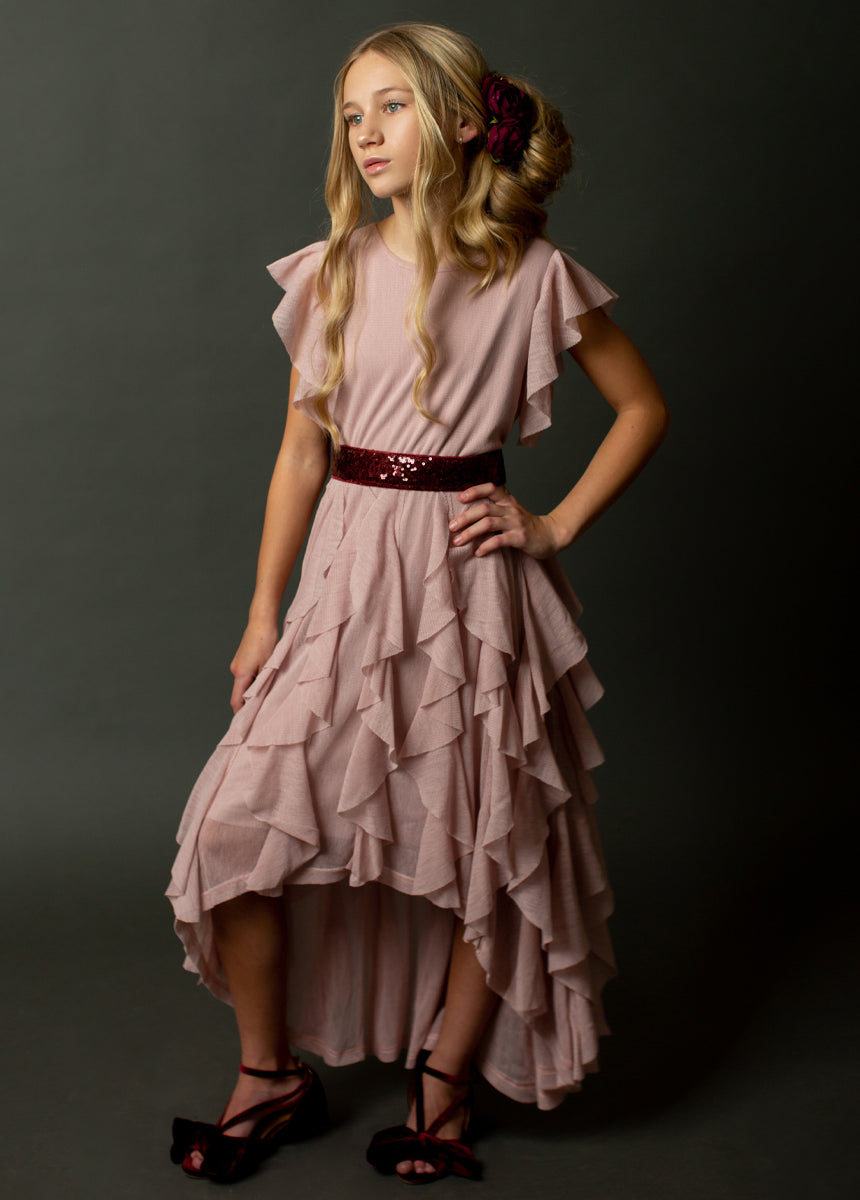 Molly Sequin Belt in Burgundy-My Prom Time