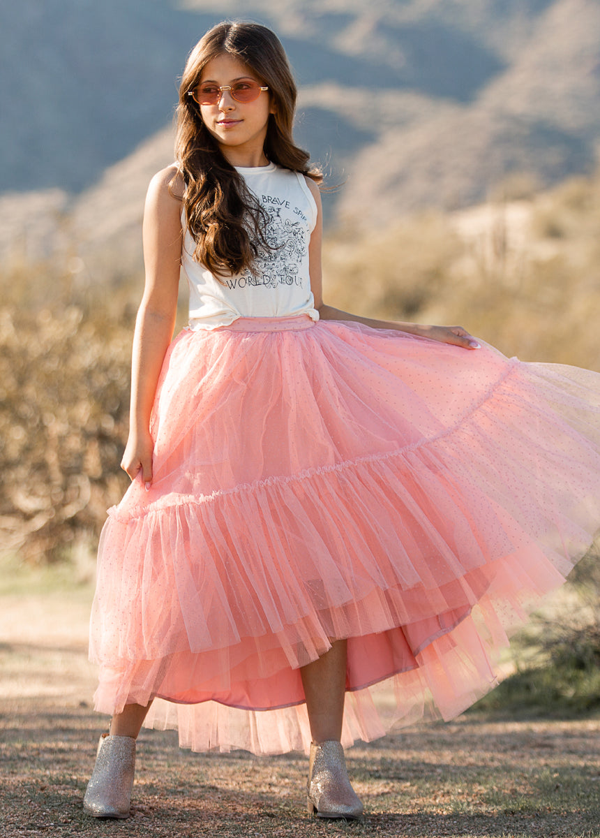 Brigitte Skirt in Pink Dot-My Prom Time