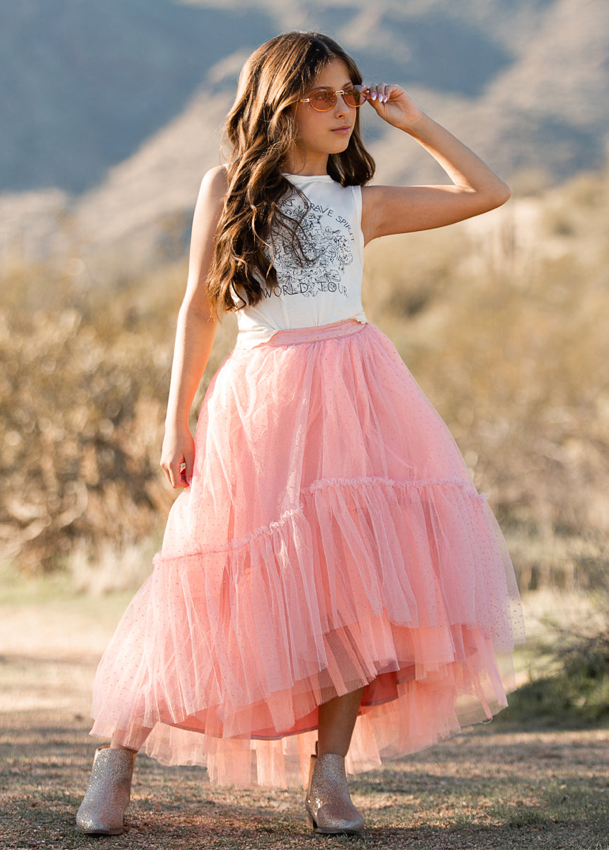 Brigitte Skirt in Pink Dot-My Prom Time