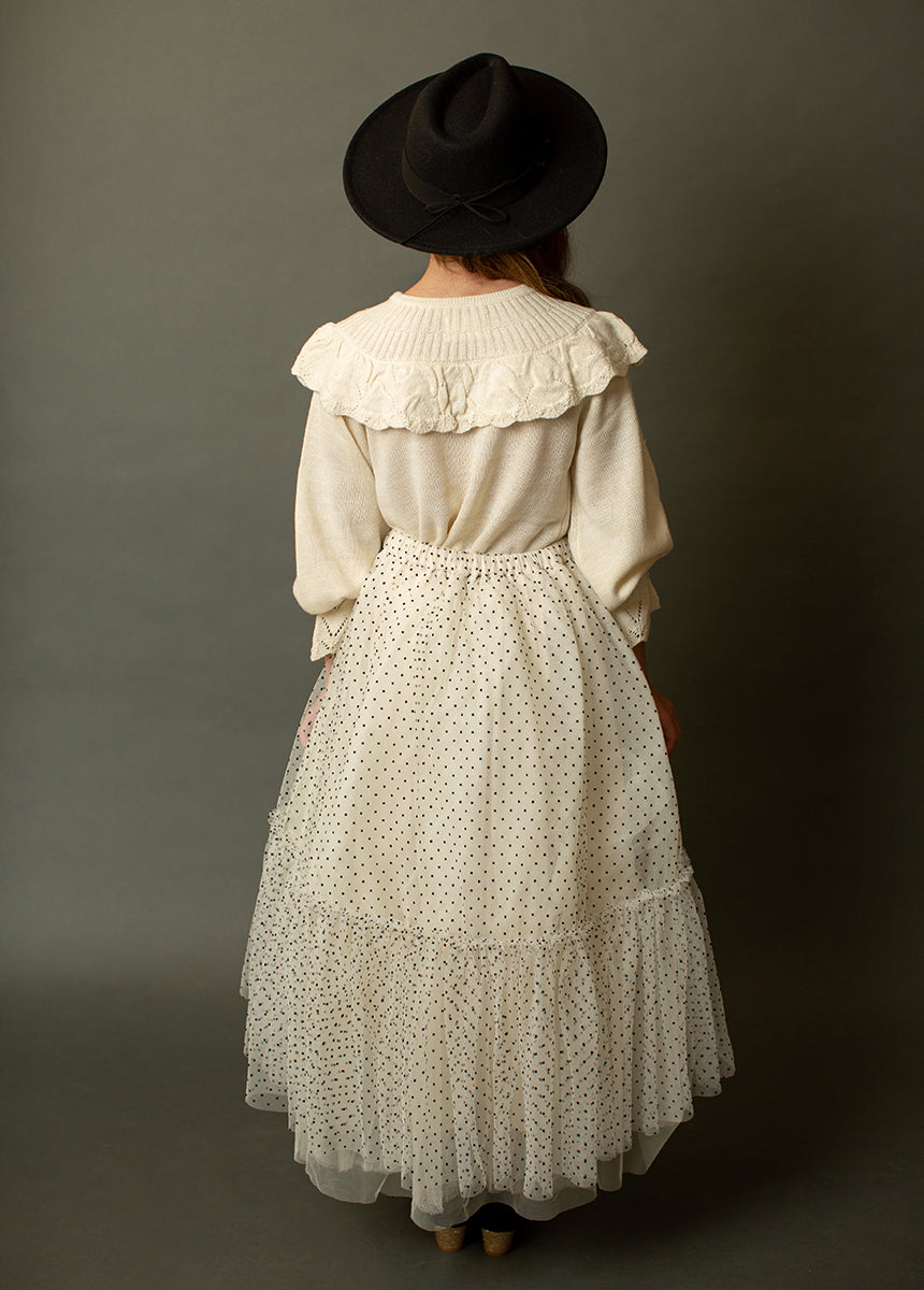 Brigitte Skirt in Cream Black Dot-My Prom Time