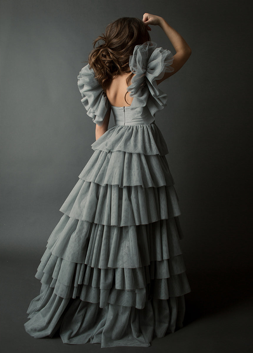 Briony Impact Dress in Dusty Blue-My Prom Time