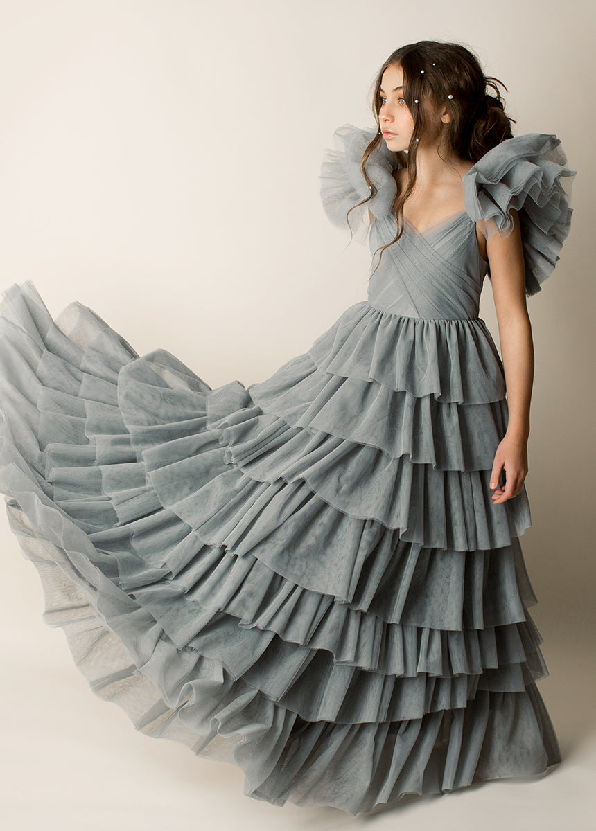 Briony Impact Dress in Dusty Blue-My Prom Time