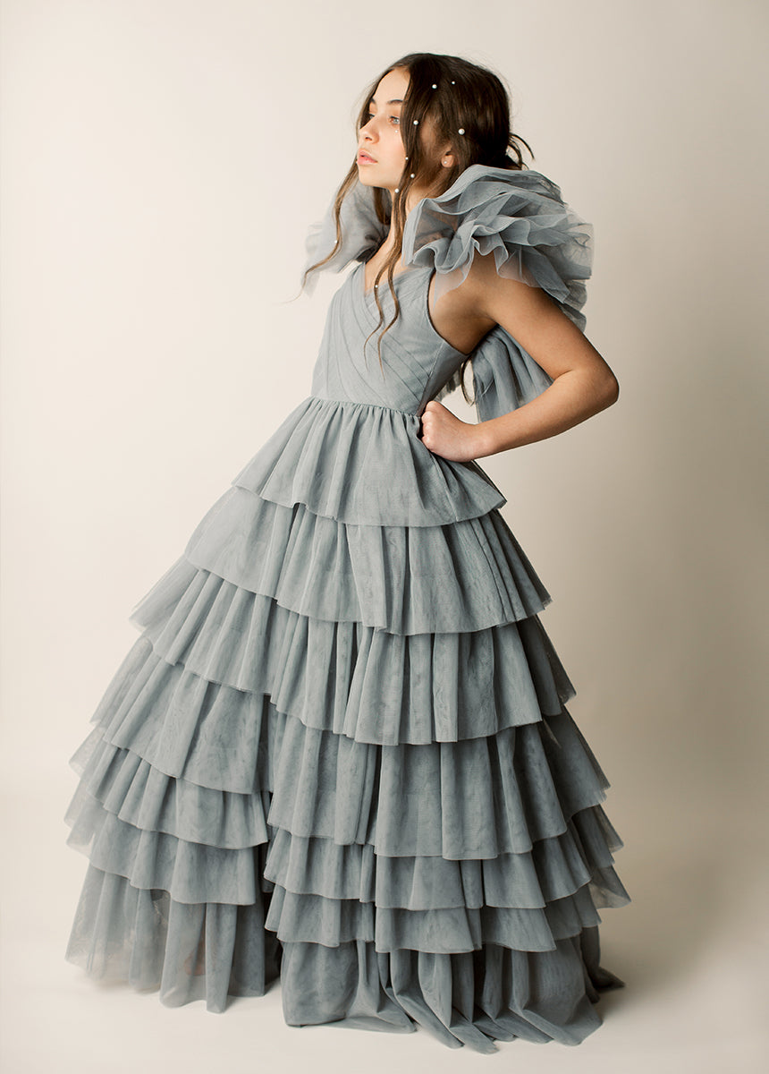 Briony Impact Dress in Dusty Blue-My Prom Time