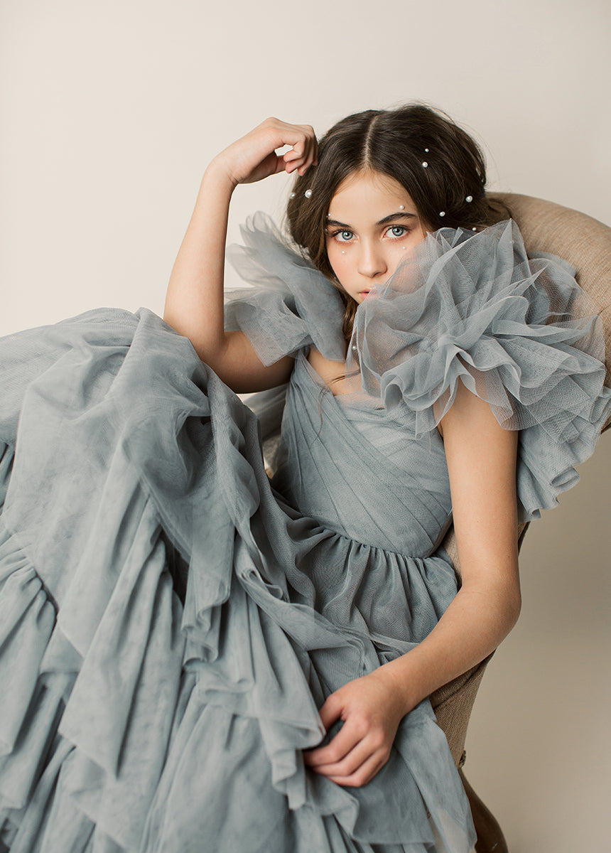 Briony Impact Dress in Dusty Blue-My Prom Time