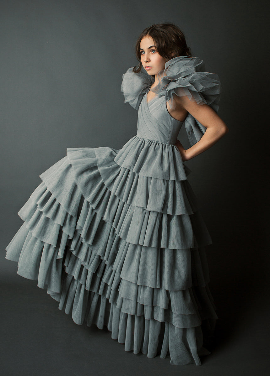 Briony Impact Dress in Dusty Blue-My Prom Time