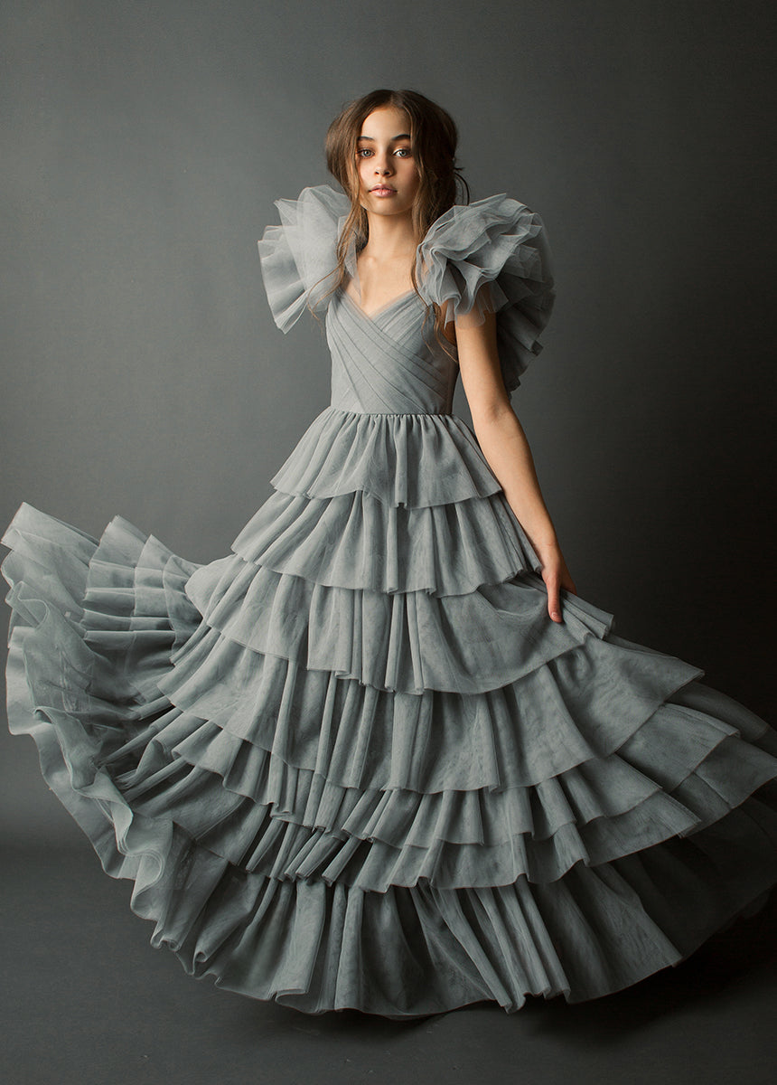 Briony Impact Dress in Dusty Blue-My Prom Time