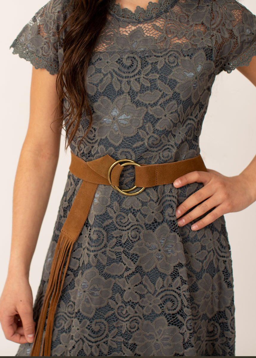 Sara Leather Belt in Nutmeg-My Prom Time