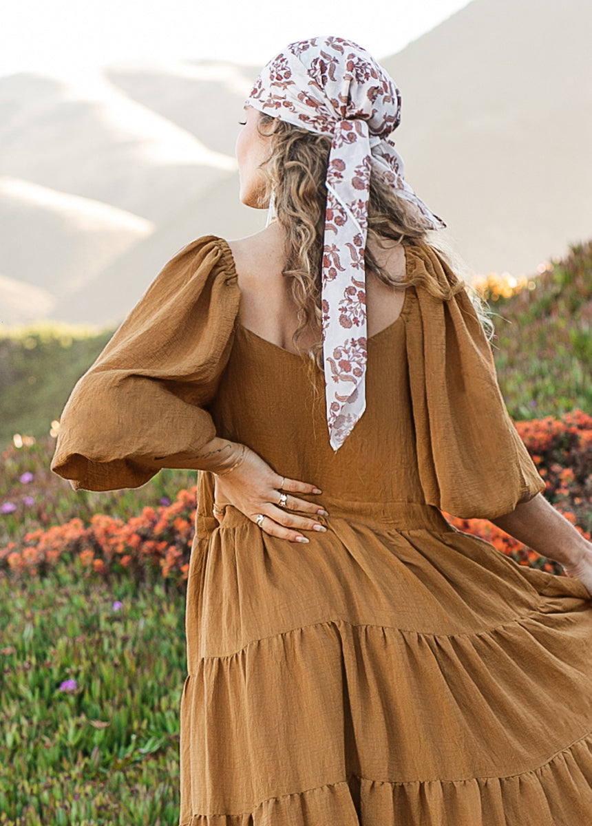 Chels Scarf in Cream Block Print-My Prom Time