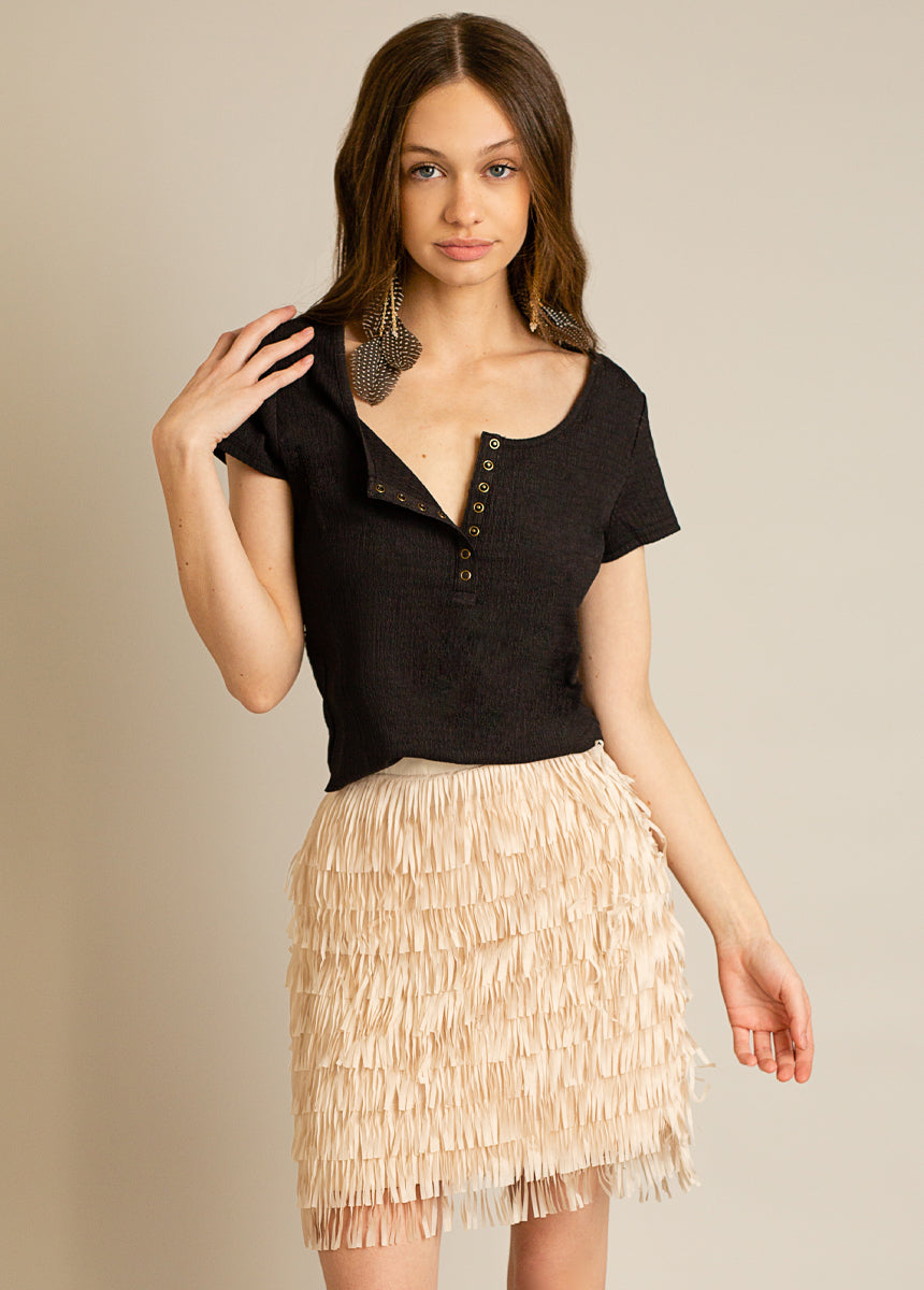 Cleo Skirt in Ecru-My Prom Time