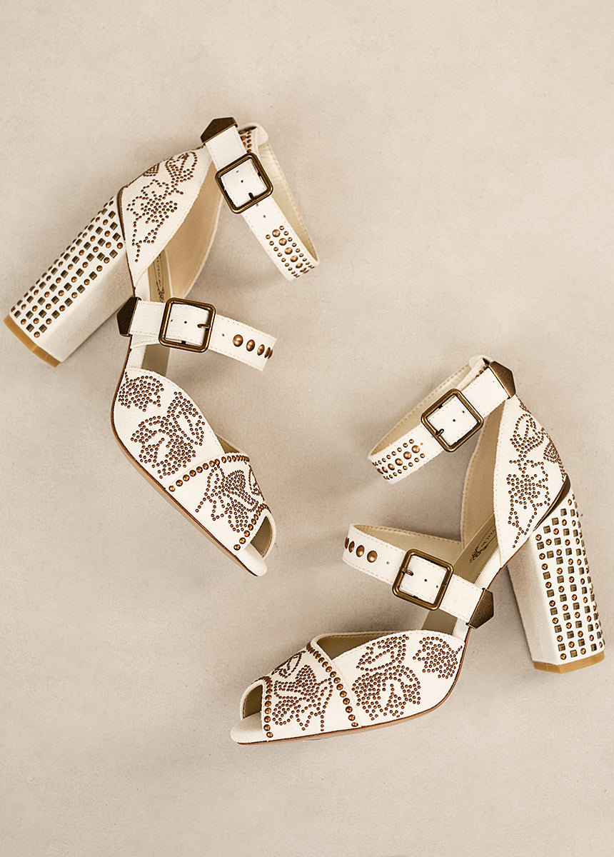 Aquaria Leather Studded Heel in Lily-My Prom Time