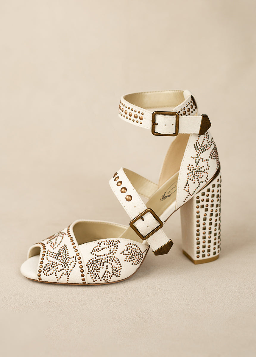 Aquaria Leather Studded Heel in Lily-My Prom Time