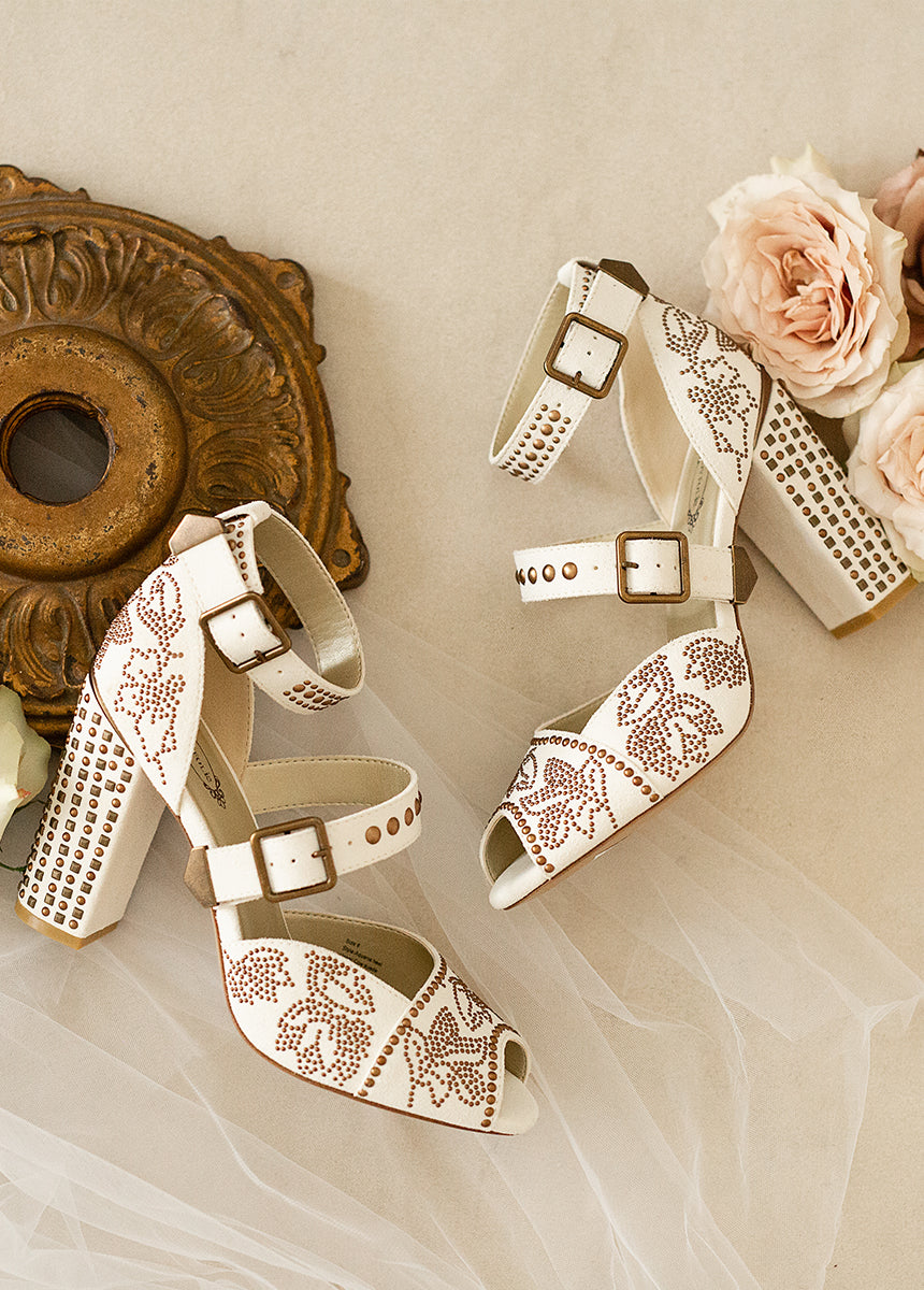 Aquaria Leather Studded Heel in Lily-My Prom Time