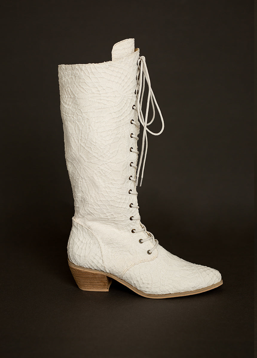 Deliah Tall Boot in Lace Lily Ivory-My Prom Time
