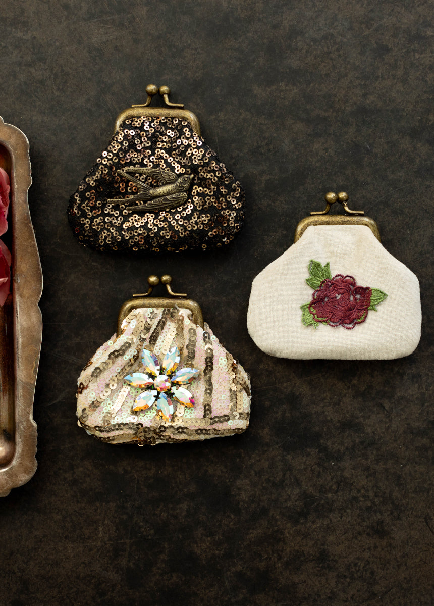 Deavaney Coin Purse in Black Shimmer-My Prom Time