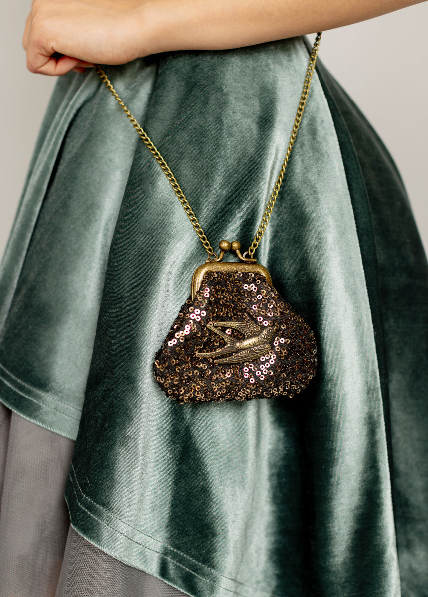 Deavaney Coin Purse in Black Shimmer-My Prom Time