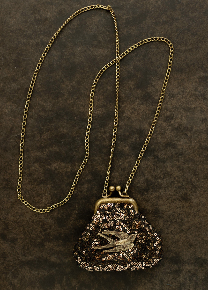 Deavaney Coin Purse in Black Shimmer-My Prom Time