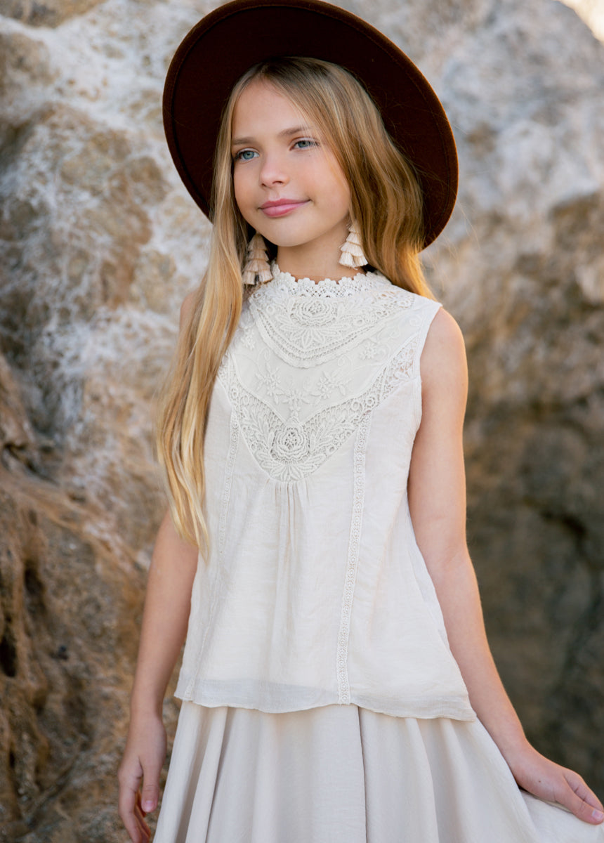 Delfinne Top in Ecru-My Prom Time