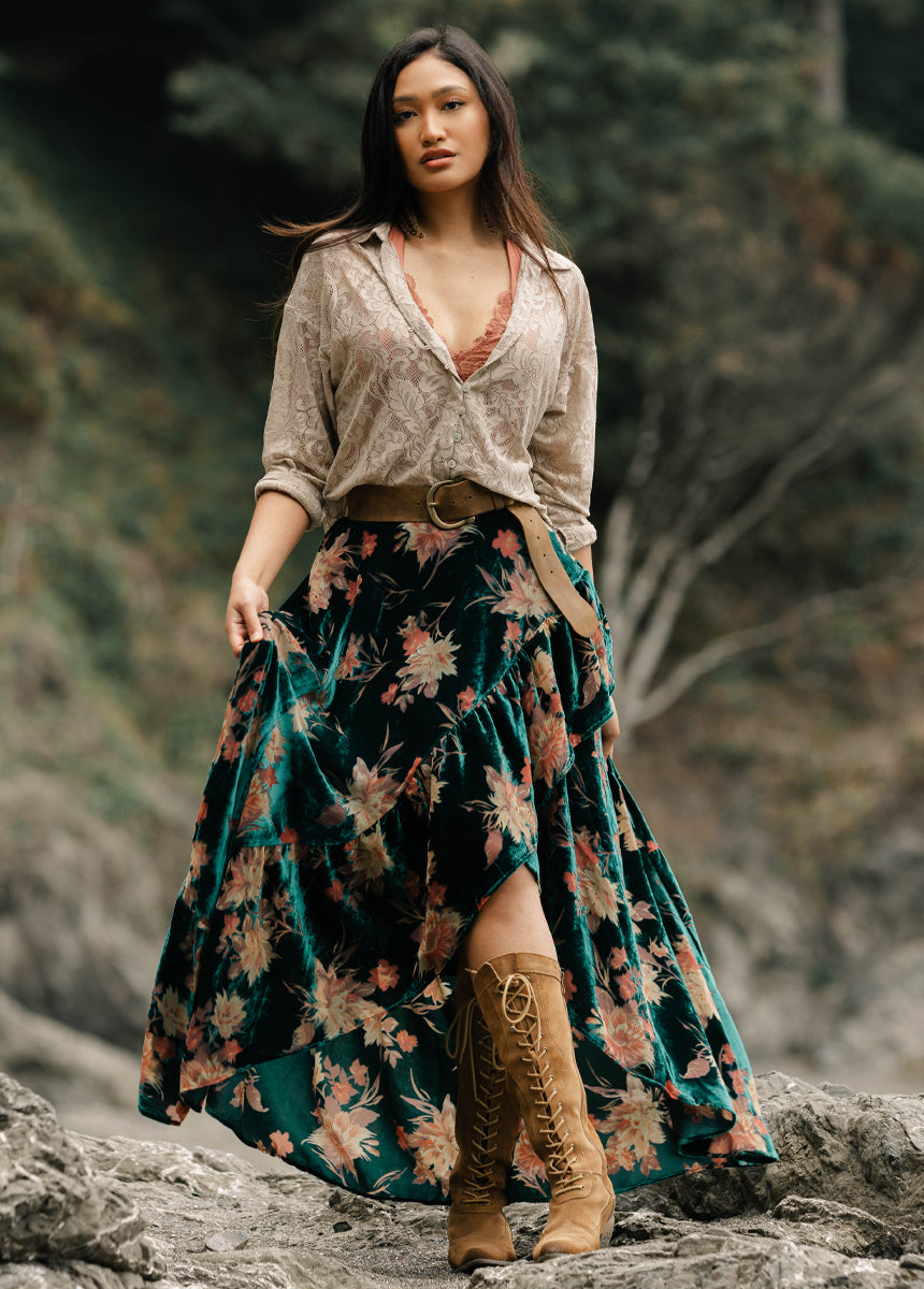 Devina Skirt in Peacock-My Prom Time