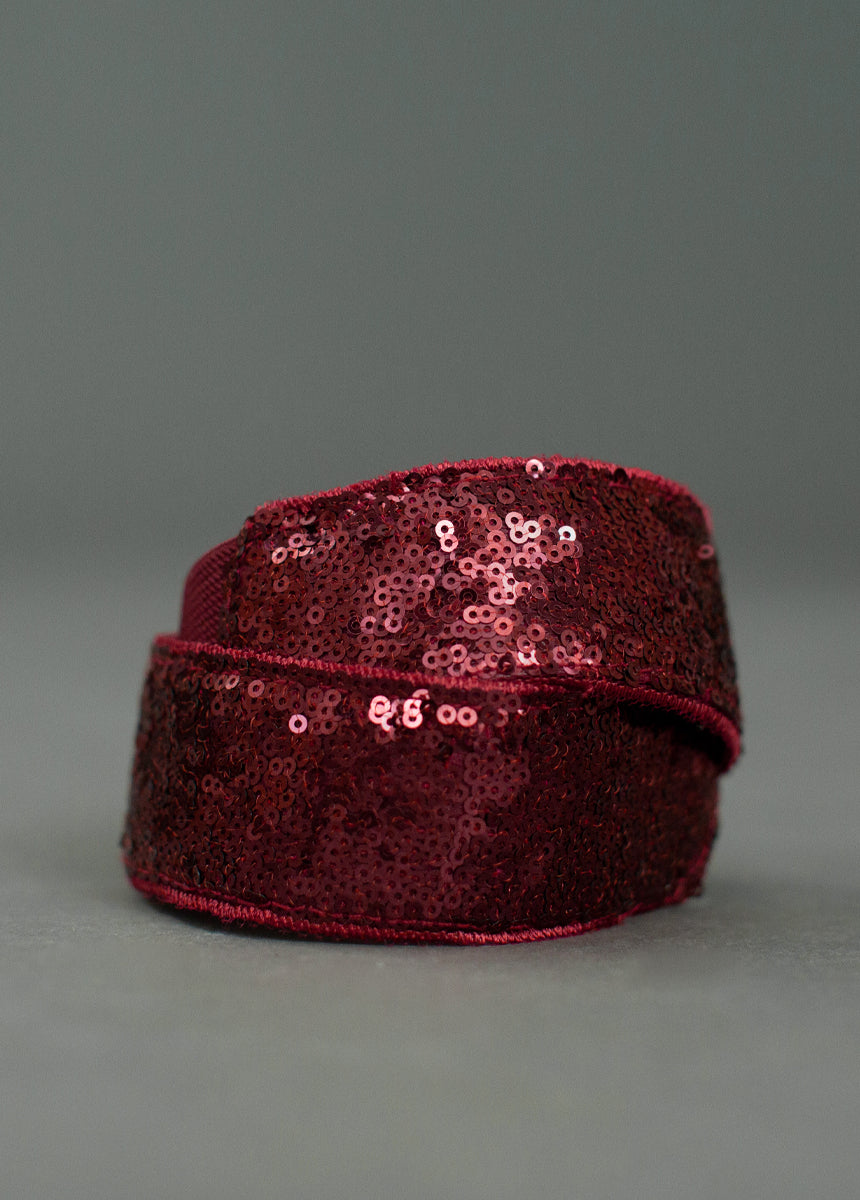 Molly Sequin Belt in Burgundy-My Prom Time