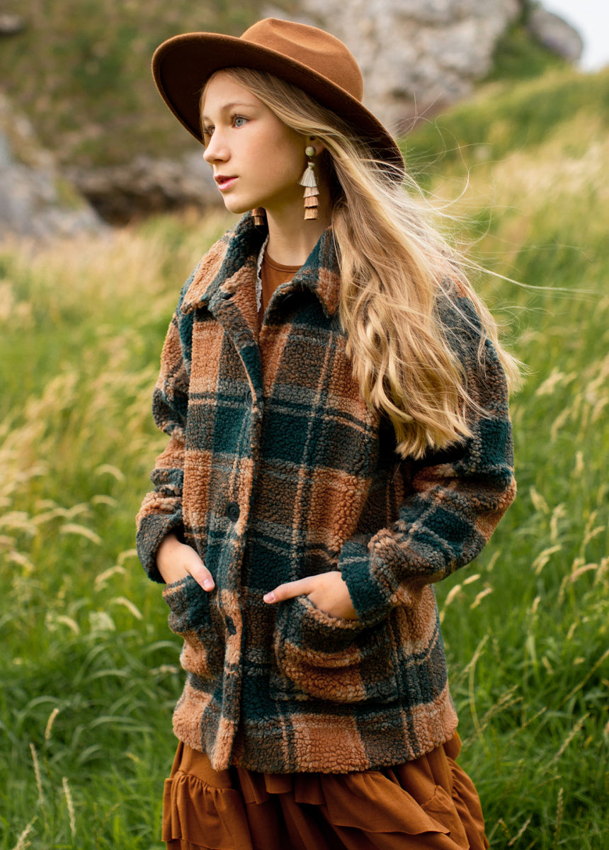 Gertrude Coat in Camel Plaid-My Prom Time