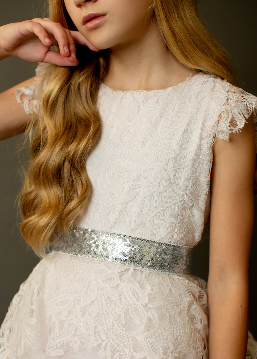 Molly Sequin Belt in Silver-My Prom Time