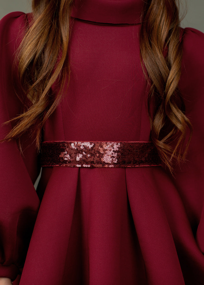 Molly Sequin Belt in Burgundy-My Prom Time