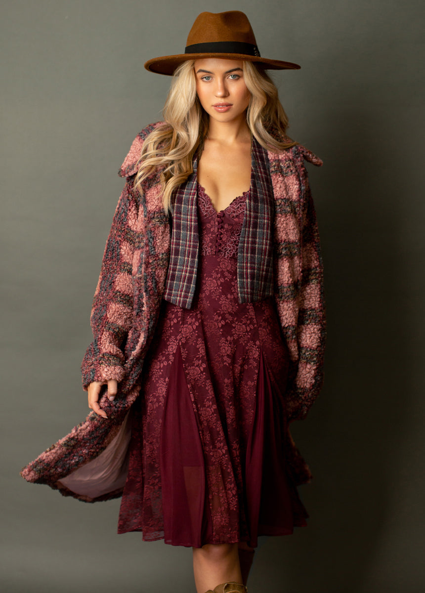 Gertie Coat in Rose Plaid-My Prom Time