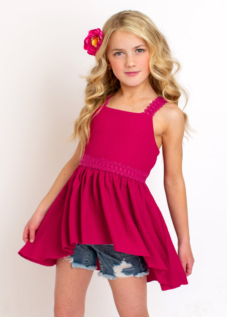 Elmina Top in Hibiscus-My Prom Time