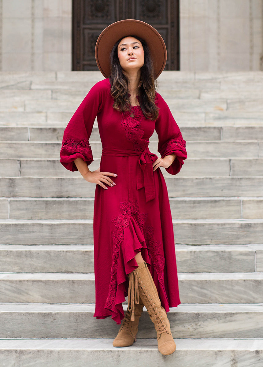 Felicite Dress in Wine-My Prom Time