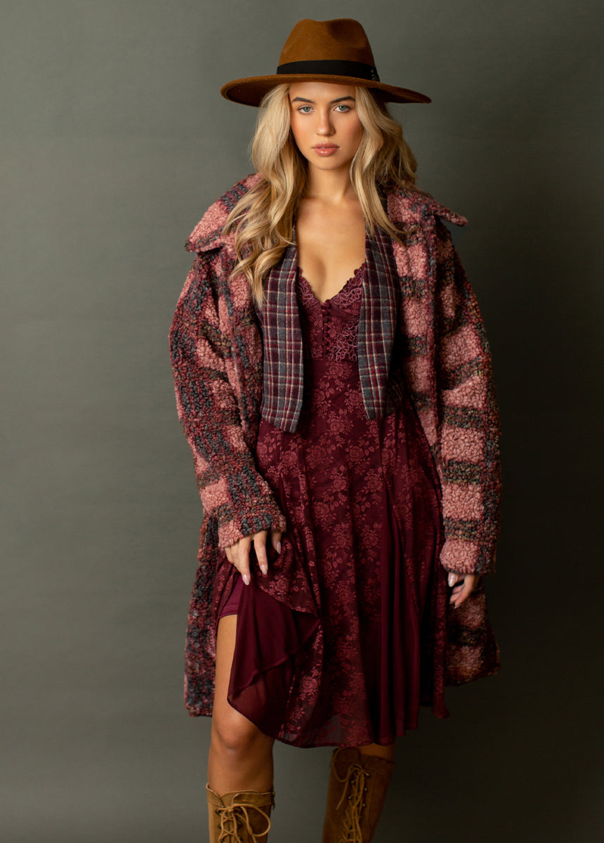 Gertie Coat in Rose Plaid-My Prom Time