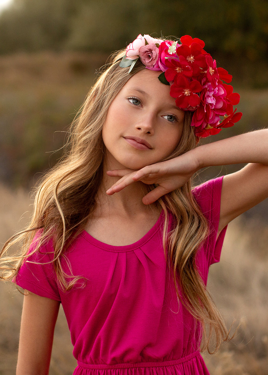 Flora Crown in Crimson Blush-My Prom Time