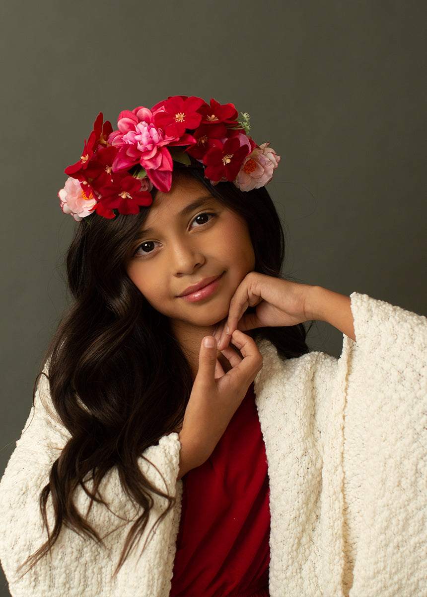 Flora Crown in Crimson Blush-My Prom Time