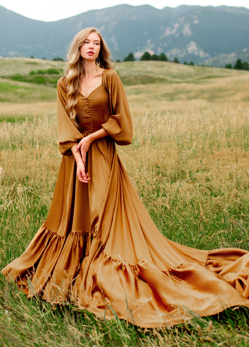 Lorna Impact Dress in Dark Honey-My Prom Time