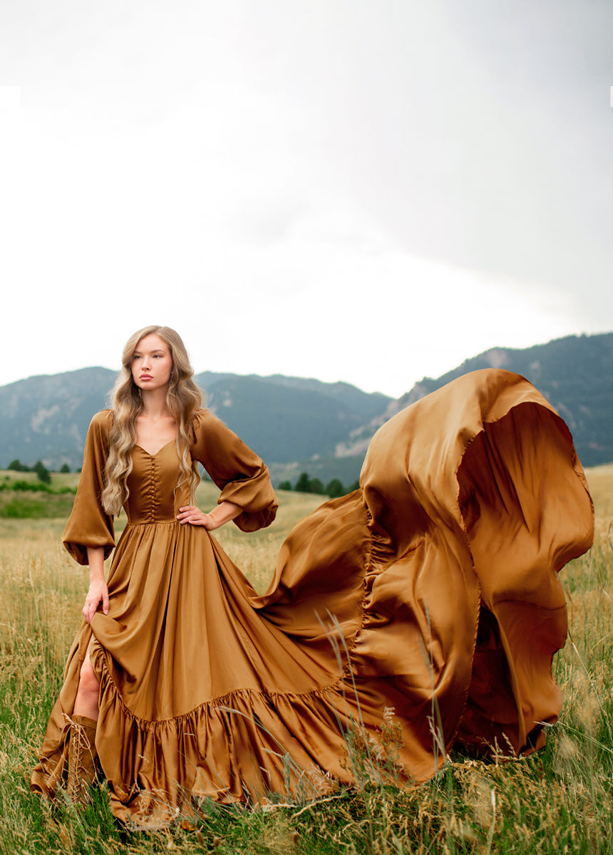 Lorna Impact Dress in Dark Honey-My Prom Time