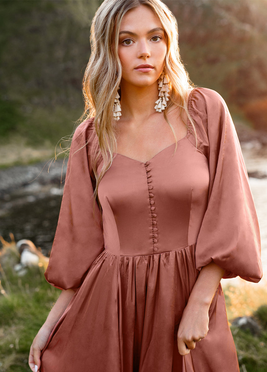 Lorna Impact Dress in Cedarwood-My Prom Time