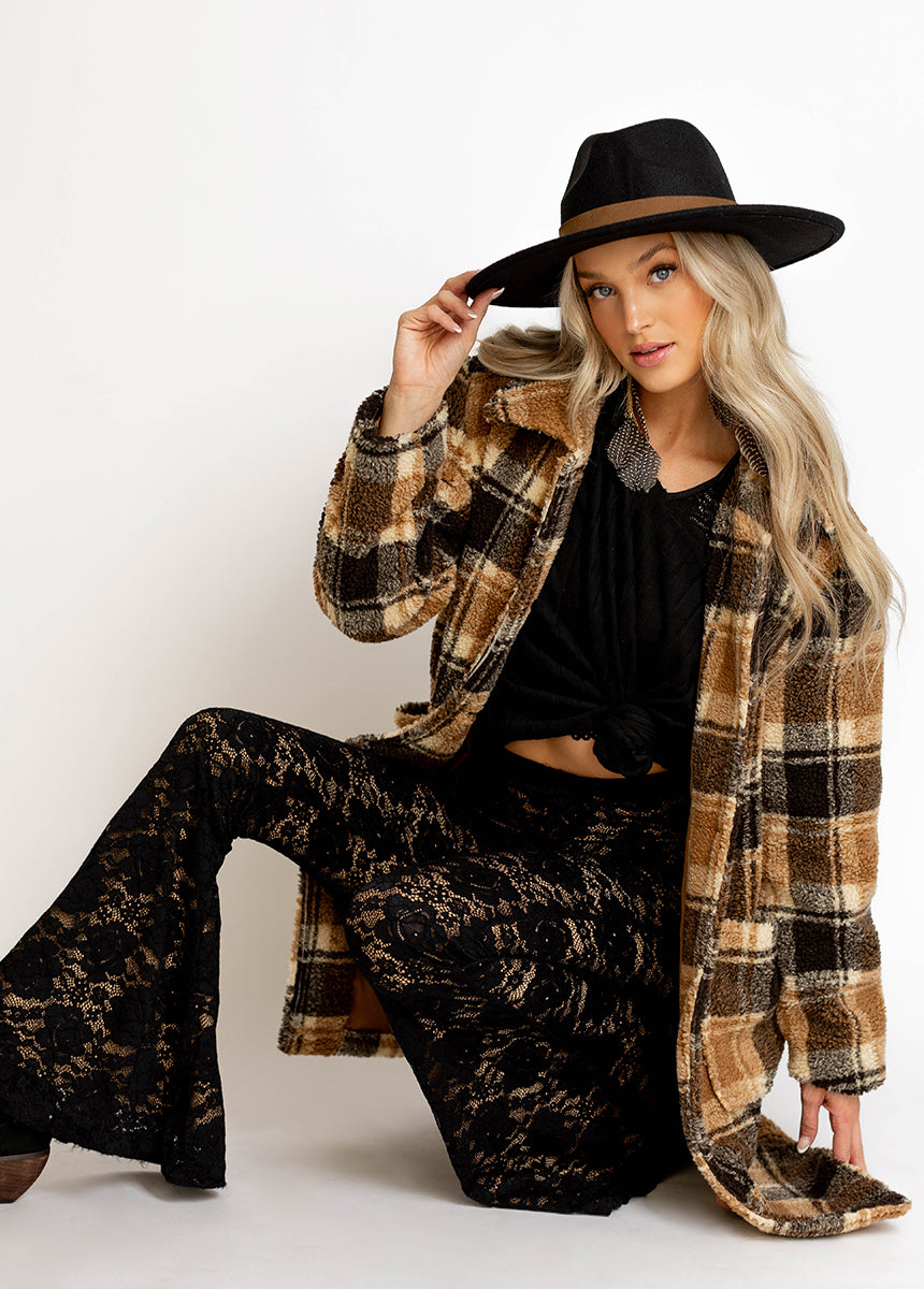 Gertie Coat in Brown Plaid-My Prom Time