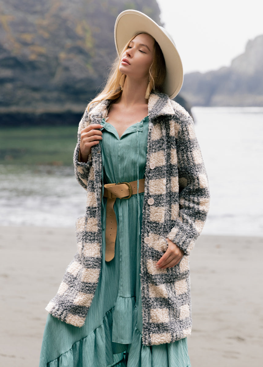 Gertie Coat in Gray Plaid-My Prom Time