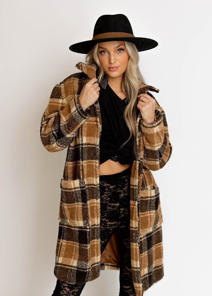 Gertie Coat in Brown Plaid-My Prom Time