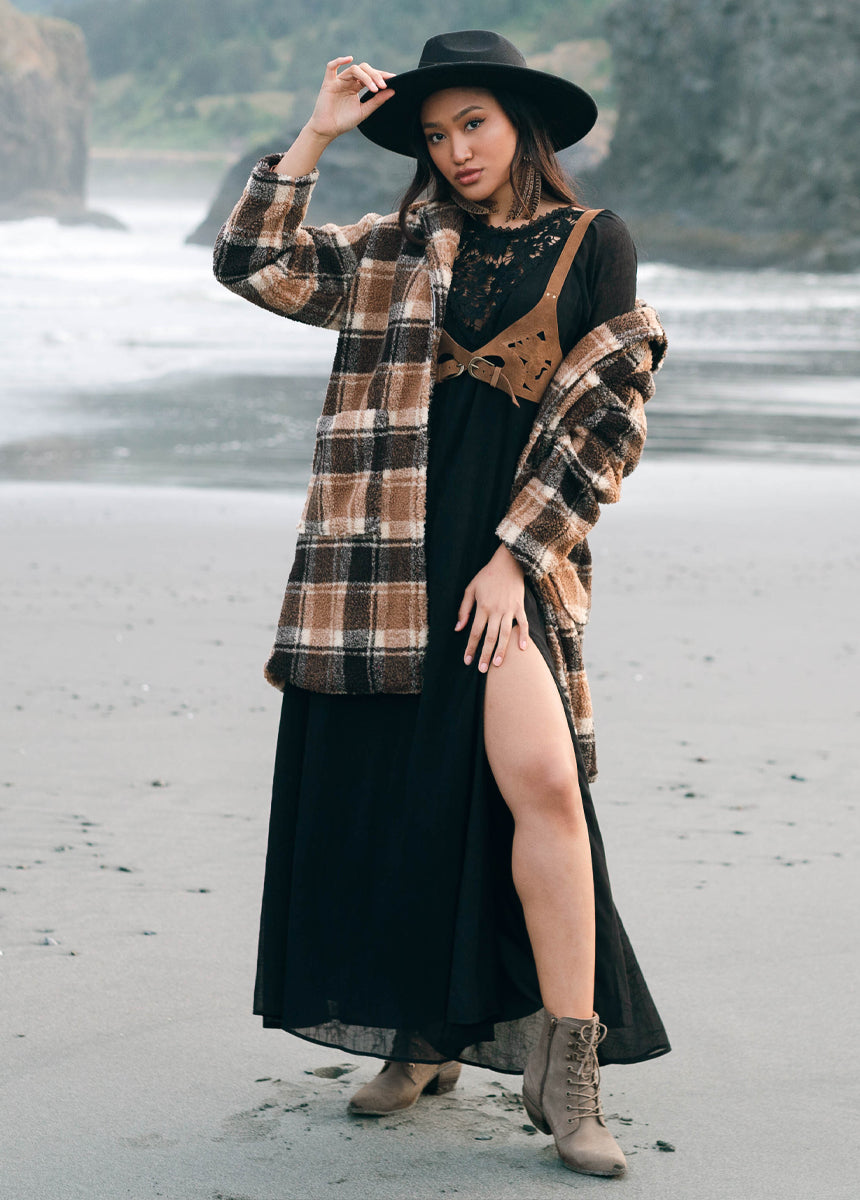 Gertie Coat in Brown Plaid-My Prom Time