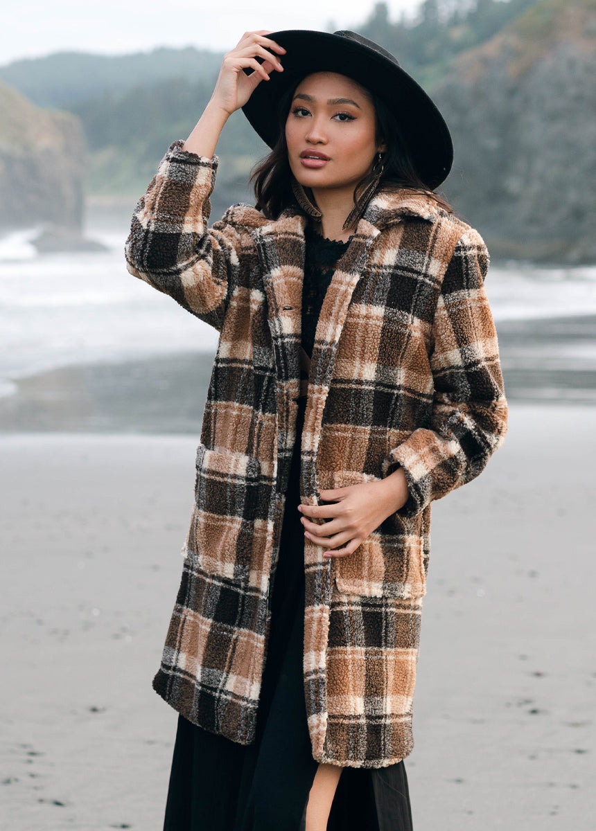 Gertie Coat in Brown Plaid-My Prom Time