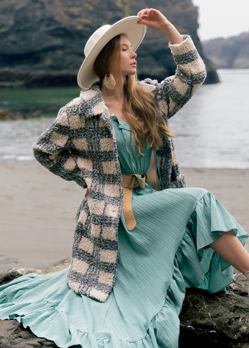 Gertie Coat in Gray Plaid-My Prom Time