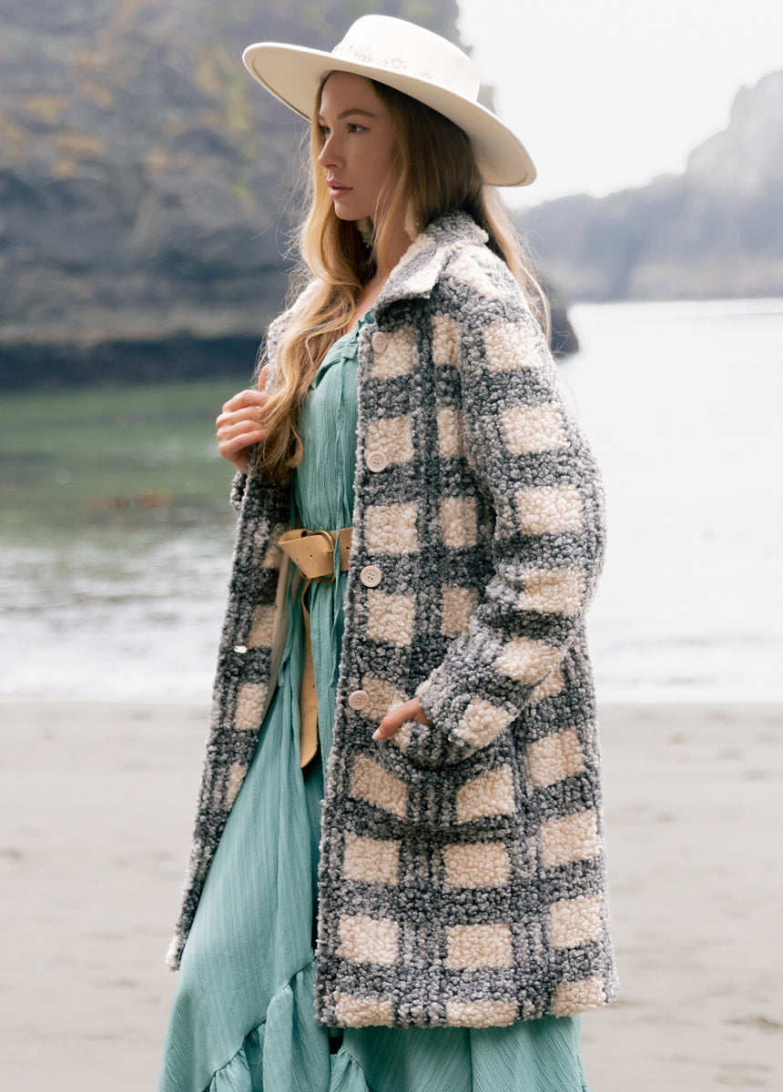 Gertie Coat in Gray Plaid-My Prom Time