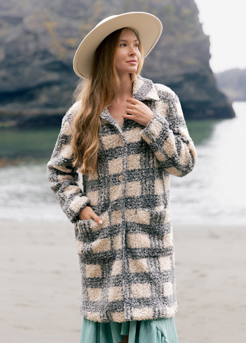 Gertie Coat in Gray Plaid-My Prom Time