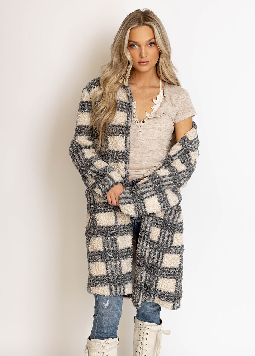 Gertie Coat in Gray Plaid-My Prom Time